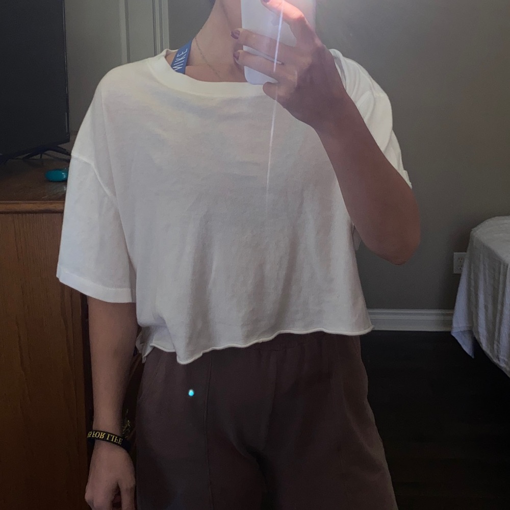 BDG oversized white crop top